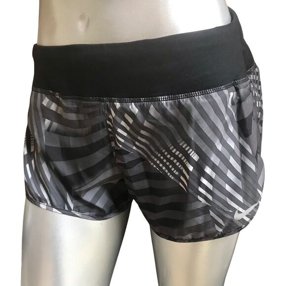 Nike Running Black Gray Shorts with Liner and Back Zipped Pocket Women’s Size M - Picture 1 of 7